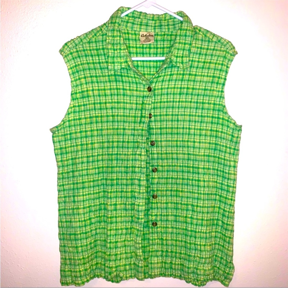 Cabellas Plaid 2X Sleeveless Top Cotton Lycra blend
